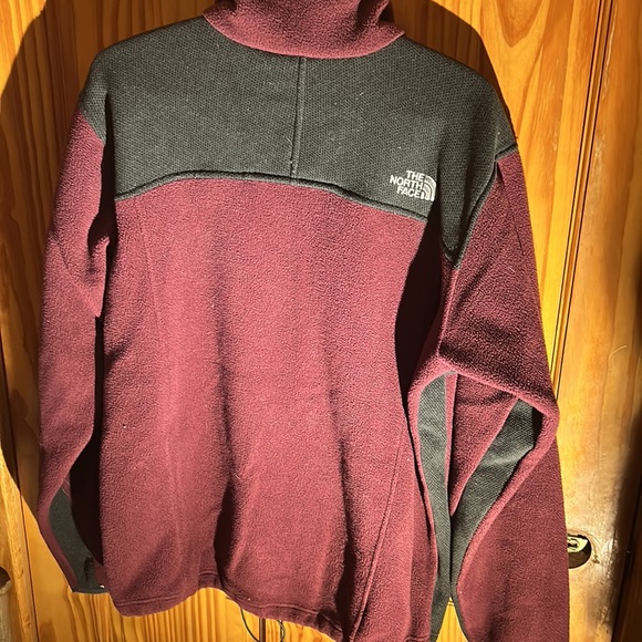 The North Face Full Zip Fleece Sweater Unisex Large Burgundy Sweatshirt Hiking - Picture 4 of 6